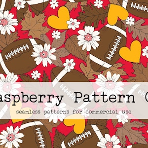 Football Fall Floral Neutral Seamless File for Commercial Use, American football seamless pattern, Kansas seamless