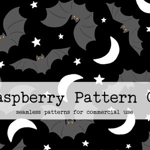 Halloween Bats seamless pattern, Spooky Halloween Night seamless, moon and stars seamless, gender neutral cute halloween seamless pattern