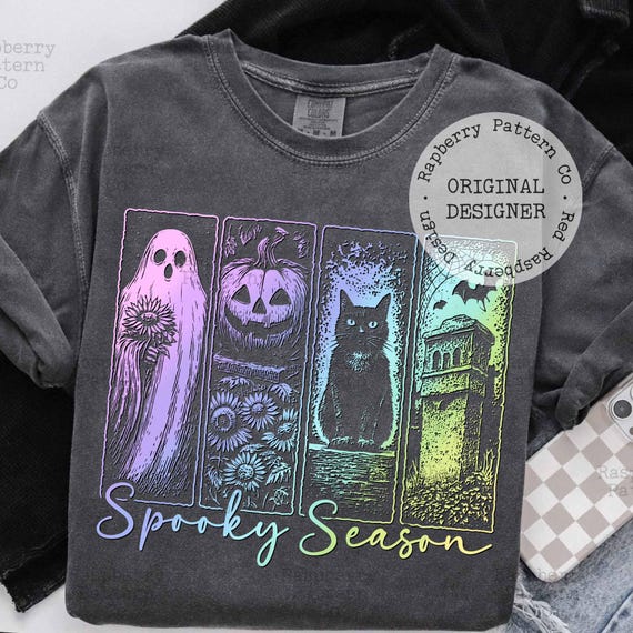 Retro Spooky Season Png, Vintage Halloween Horror Night Png, Trendy Halloween PNG, Halloween Shirt designs, Pastel Halloween PNG