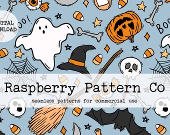Love Halloween Seamless Pattern File, Gender Neutral Halloween seamless, bat skull pumpkin seamless, Spooky Creepy Cute Halloween seamless,