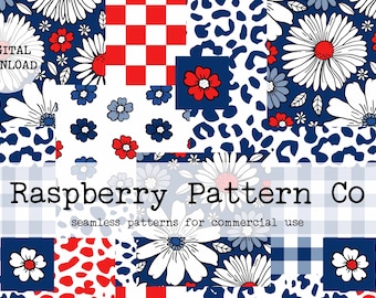 Vierte Juli Patchwork-Nahtlose Datei, USA Patriotische 4