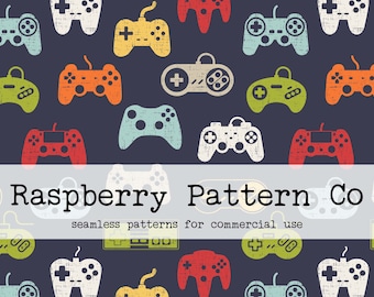 Gamer Seamless Pattern for Commercial Use, Video Game seamless repeat pattern, gamer seamless file, retro game controller, retro gamer