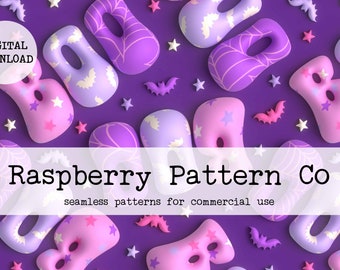 Spooky Cute 3D Boo Halloween Seamless Pattern File, Pastel Halloween seamless, cute ghost bat seamless,Creepy Cute Halloween seamless,