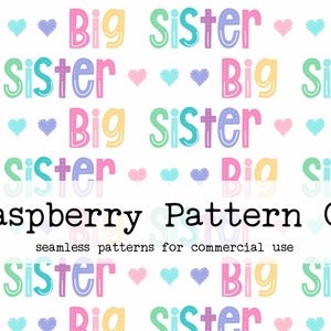 Big Sister Hearts Bright Rainbow Boho Seamless Pattern File for Commercial Use, little sister seamless, little sis, big sis, sister seamless