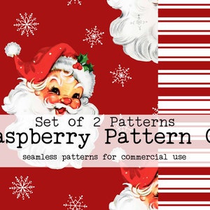 Vintage Retro Red Watercolor Santa Seamless Pattern, Vintage Christmas seamless repeat pattern, Retro Santa Christmas seamless file