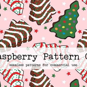 Christmas Tree Cakes seamless pattern file, Christmas Cakes seamless, Christmas Desserts seamless, Cute Christmas Sweets seamless