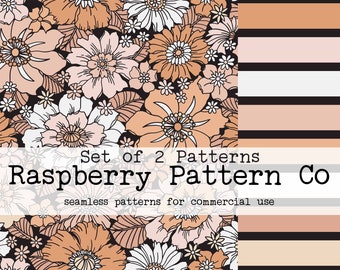 Retro Herbst Blumen Boho Neutrales nahtloses Muster für kommerzielle Nutzung, Vintage handgezeichnete florale botanische nahtlose Datei, Herbstblumen nahtlos