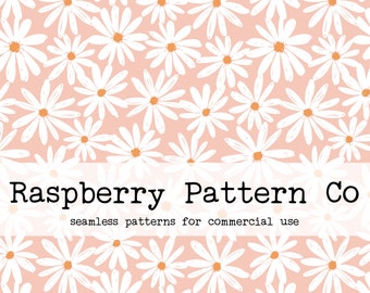 Daisy Floral Seamless Pattern Cottage Core Boho Neutral for Commercial Use, Floral seamless design, daisy seamless pattern, boho seamless