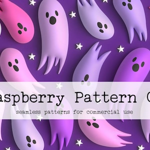 Spooky Cute 3D Ghosts Halloween Seamless Pattern File, Pastel Halloween seamless, bat skull pumpkin seamless,Creepy Cute Halloween seamless,