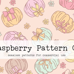 Coquette Pumpkin seamless file,Coquette Fall seamless,Fall Floral seamless pattern,Coquette Thanksgiving seamless,Pumpkins and Bows seamless