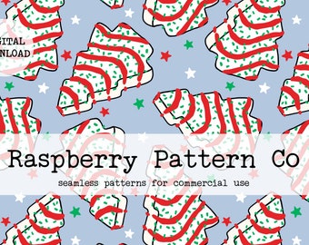 Christmas Tree Cakes seamless pattern file,Debbie Cakes seamless,Christmas Desserts seamless,Cute Christmas Sweets seamless,Christmas treats