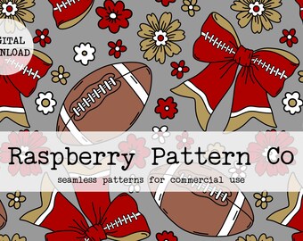 Coquette Football Seamless File, Football Team seamless pattern, Coquette Fall seamless,Fall Bows seamless,Coquette Sport Bows seamless file