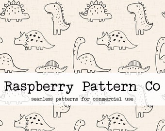 Dinosaurs Kids Boho Neutral Seamless Pattern for Commercial Use, seamless repeat pattern, Dinosaur seamless file, kids seamless pattern
