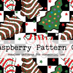 Christmas Tree Cakes seamless pattern file,Debbie Cakes seamless,Christmas Desserts seamless,Cute Christmas Sweets seamless,Christmas treats