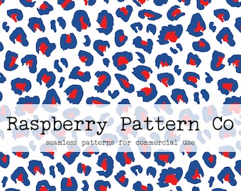 Fourth of July Patriotic Leopard Cheetah Boho seamless pattern, patriotic seamless leopard, red white blue seamless, red white blue leopard