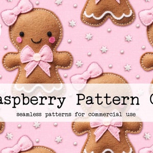 Felt Embroidery Seamless File, Gingerbread Man seamless, Pink Christmas embroidery seamless, Girl Gingerbread Seamless, Christmas Cookies