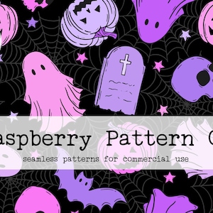 Love Halloween Seamless Pattern, Stay Spooky Halloween seamless, Ghost bat skull pumpkin seamless,Purple Halloween seamless,Witchy Halloween