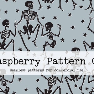 Skeleton seamless file, Dancing Skeletons, Spooky Cute Halloween Seamless Pattern,bat skull pumpkin seamless,Creepy Cute Halloween seamless,