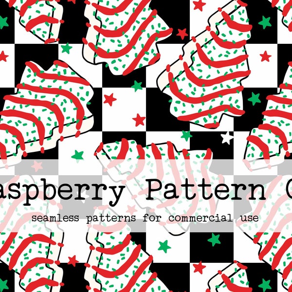 Christmas Tree Cakes seamless pattern file,Debbie Cakes seamless,Christmas Desserts seamless,Cute Christmas Sweets seamless,Christmas treats