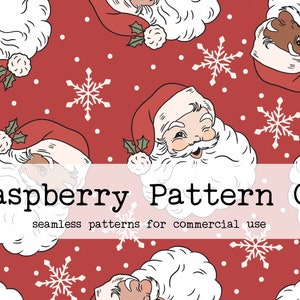 Retro Vintage Traditional Inclusive Santa Seamless File, Red and Green Christmas seamless pattern, Boho Santa seamless, retro Christmas