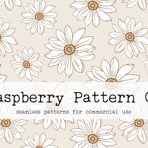 Boho Vintage Cottage Core Neutral Daisy Floral Seamless Pattern Boho Neutral for Commercial Use, seamless repeat pattern, daisy seamless