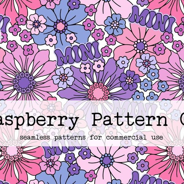 Mini Retro Floral Daisy Seamless Pattern, Floral Mini seamless file, Mother's Day seamless,Groovy Mama seamless pattern,Floral Mama Seamless