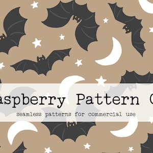 Halloween Bats seamless pattern, Spooky Halloween Night seamless, moon and stars seamless, gender neutral cute halloween seamless pattern