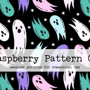 Spooky Cute Ghosts Halloween Seamless Pattern File, Pastel Halloween seamless, bat skull pumpkin seamless, Creepy Cute Halloween seamless,