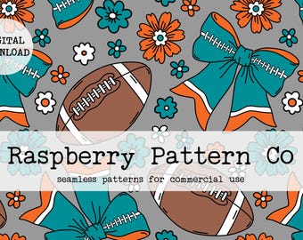 Coquette Football Seamless File, Football Team seamless pattern, Coquette Fall seamless,Fall Bows seamless,Coquette Sport Bows seamless file