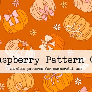 Coquette Pumpkin seamless file,Coquette Fall seamless,Fall Floral seamless pattern,Coquette Thanksgiving seamless,Pumpkins and Bows seamless