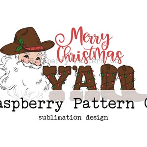 Merry Christmas Y'all Cowboy Santa PNG Sublimation, Neutral Boho Western Christmas PNG, Cowboy Santa Sublimation, Merry Christmas PNG