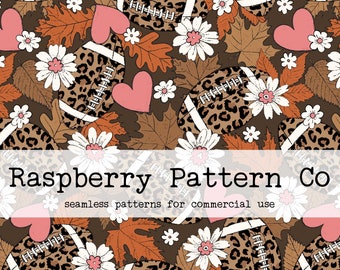 Leopard Football Fall Floral Neutral Seamless File for Commercial Use, football seamless pattern, sports seamless pattern, fall seamless