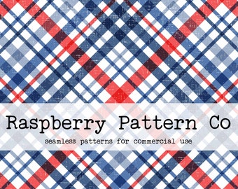 赤白青のチェック柄シームレスファイル、愛国的なギンガム