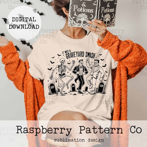 Graveyard Smash PNG, Dancing Skeleton PNG, Dracula Frankenstein Halloween Shirt,Trending Retro Halloween PNG,Vintage Halloween Tshirt design