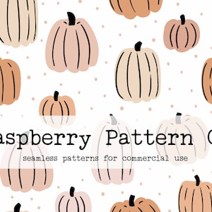 Boho Fall Pumpkin Seamless Pattern File for Commercial Use, Neutral Pastel Halloween seamless pattern, Thanksgiving pumpkin seamless file