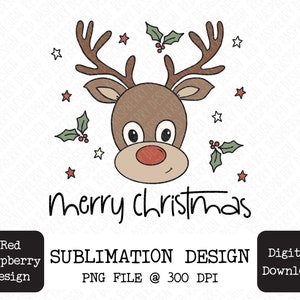 Reindeer PNG Sublimation, Cute Merry Christmas PNG Sublimation, Gender Neutral Reindeer Sublimation, Cute Christmas shirt sublimation