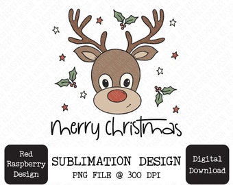 Reindeer PNG Sublimation, Cute Merry Christmas PNG Sublimation, Gender Neutral Reindeer Sublimation, Cute Christmas shirt sublimation