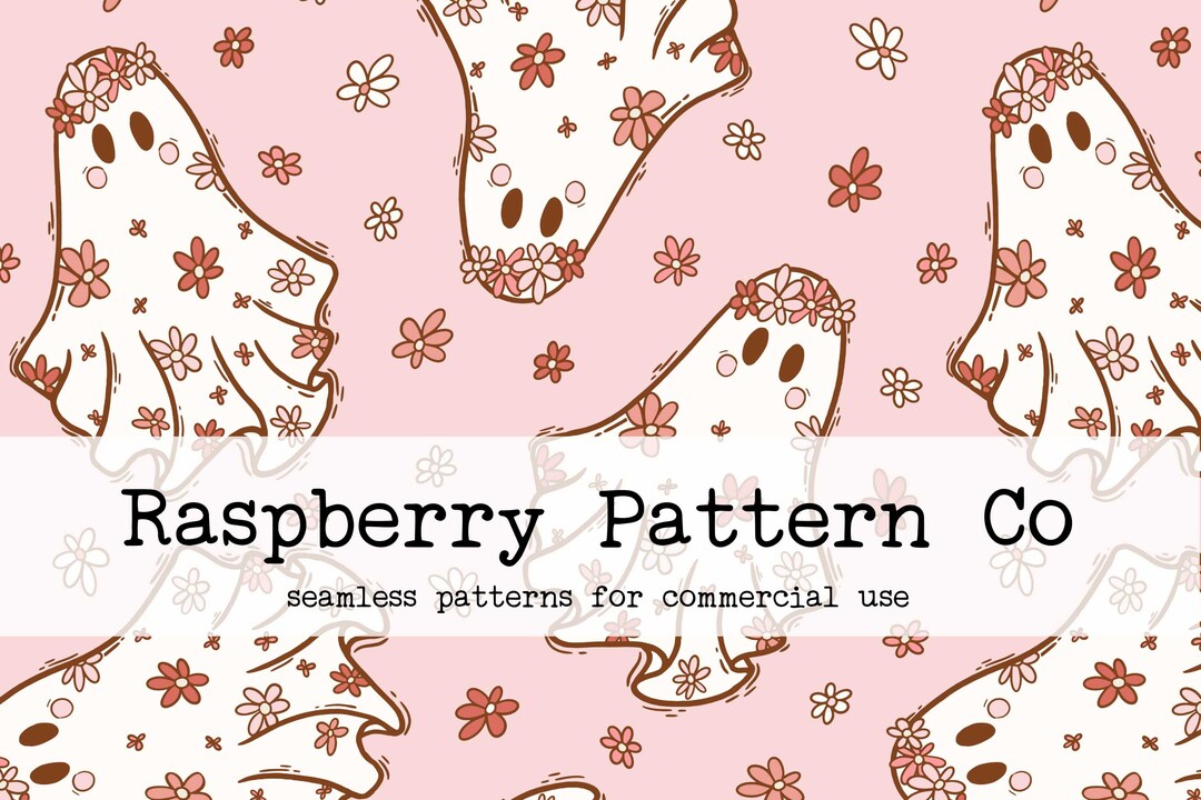 Hippy Halloween Groovy Retro Floral Ghost Seamless File, Cute Pastel ...