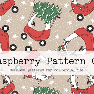 Christmas Car neutral boho seamless, Christmas car seamless, winter christmas seamless, santa seamless, kids christmas pyjama