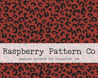 Winter Christmas Red Leopard Neutral Boho Seamless Pattern for Commercial Use, Christmas seamless repeat pattern, leopard seamless