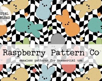 Marshmallow Bunnies pastel naadloos patroon, genderneutraal Pasen naadloos, schattig konijn naadloos, paaslekkernijen naadloos, lente naadloos
