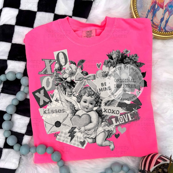 Retro Punk Valentine Collage, Vintage Cupid PNG, XOXO Valentine, Coquette Love PNG, Trendy Viral Valentine, Ransom Letters Valentine Shirt