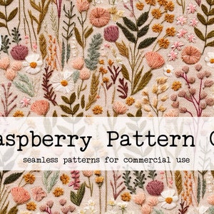 Embroidery Seamless File, Wildflower Embroidery seamless, Cottage Core boho seamless, Floral embroidery seamless pattern,daisy seamless