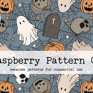 Love Halloween Seamless Pattern, Stay Spooky Halloween seamless, Ghost bat skull pumpkin seamless, Happy Halloween seamless, Gender neutral