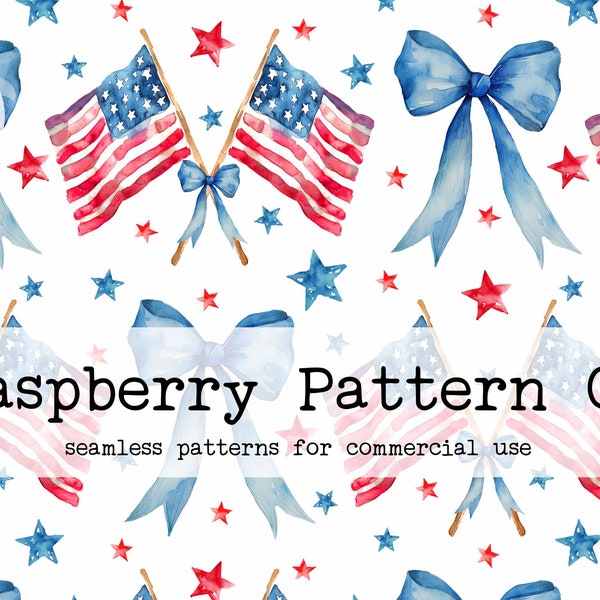 Coquette 4th of July  Seamless File, Patriotic America digital paper, Coquette USA seamless, Stars and Stripes, Grand Millennial seamless