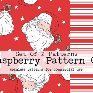 Boho Vintage Red Santa Fair Skin Seamless Pattern, Red Christmas seamless repeat pattern,Retro Santa Christmas seamless file,holly seamless