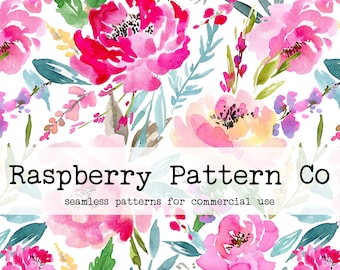 Spring Summer Watercolor Peonies Roses Floral Seamless Repeat Pattern Boho Neutral for Commercial Use, floral seamless, peony seamless