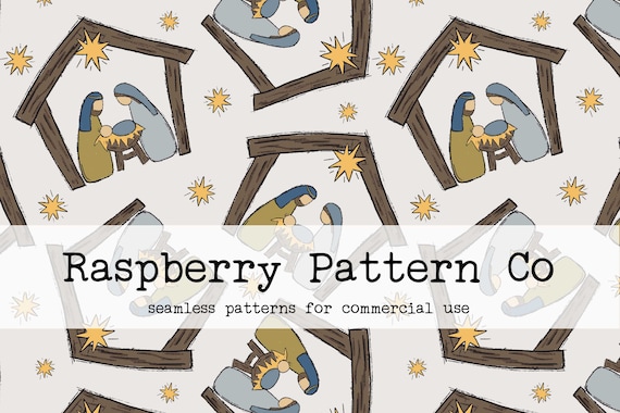 Nativity Baby Jesus Neutral Boho Seamless Pattern, Joseph and Mary Christmas Seamless file, Silent night, Bethlehem Star semaless file