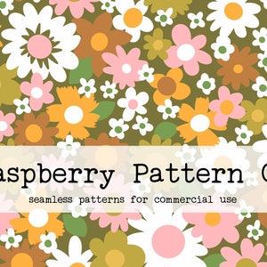 Daisy Vintage Floral Seamless Pattern Boho Neutral for Commercial Use, Fall Retro Floral Seamless Pattern, Spring Floral Seamless Pattern
