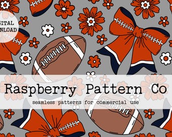 Coquette Football Seamless File, Football Team seamless pattern, Coquette Fall seamless,Fall Bows seamless,Coquette Sport Bows seamless file